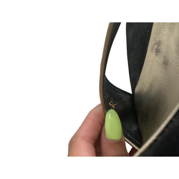 STUART WEITZMAN  Black Gold Laceup Sandals Heels Size 7.5 - Picture 6 of 10